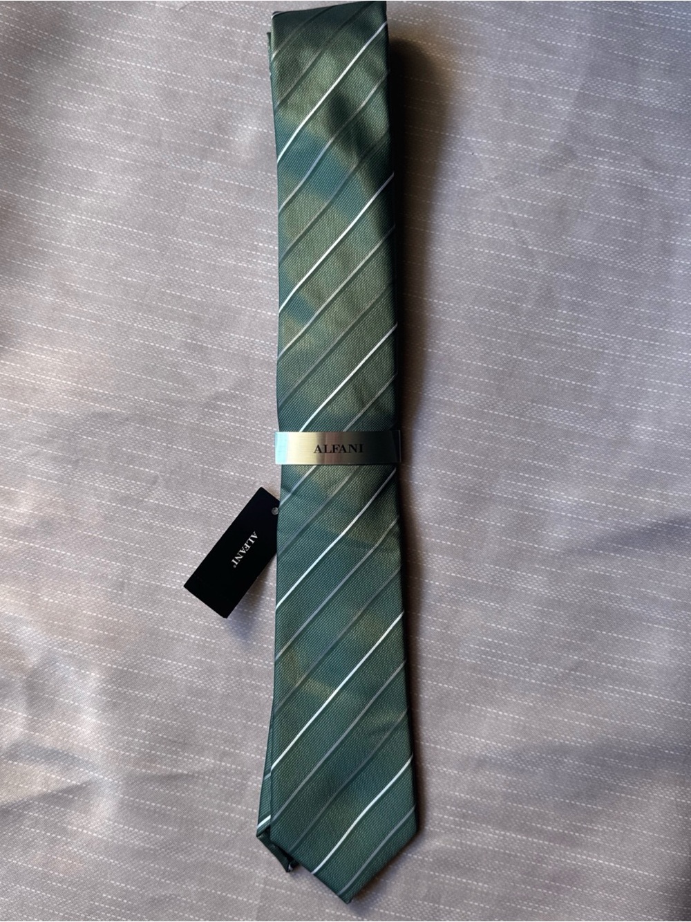 Alfani Green and Silver Diagonal Stripe Tie